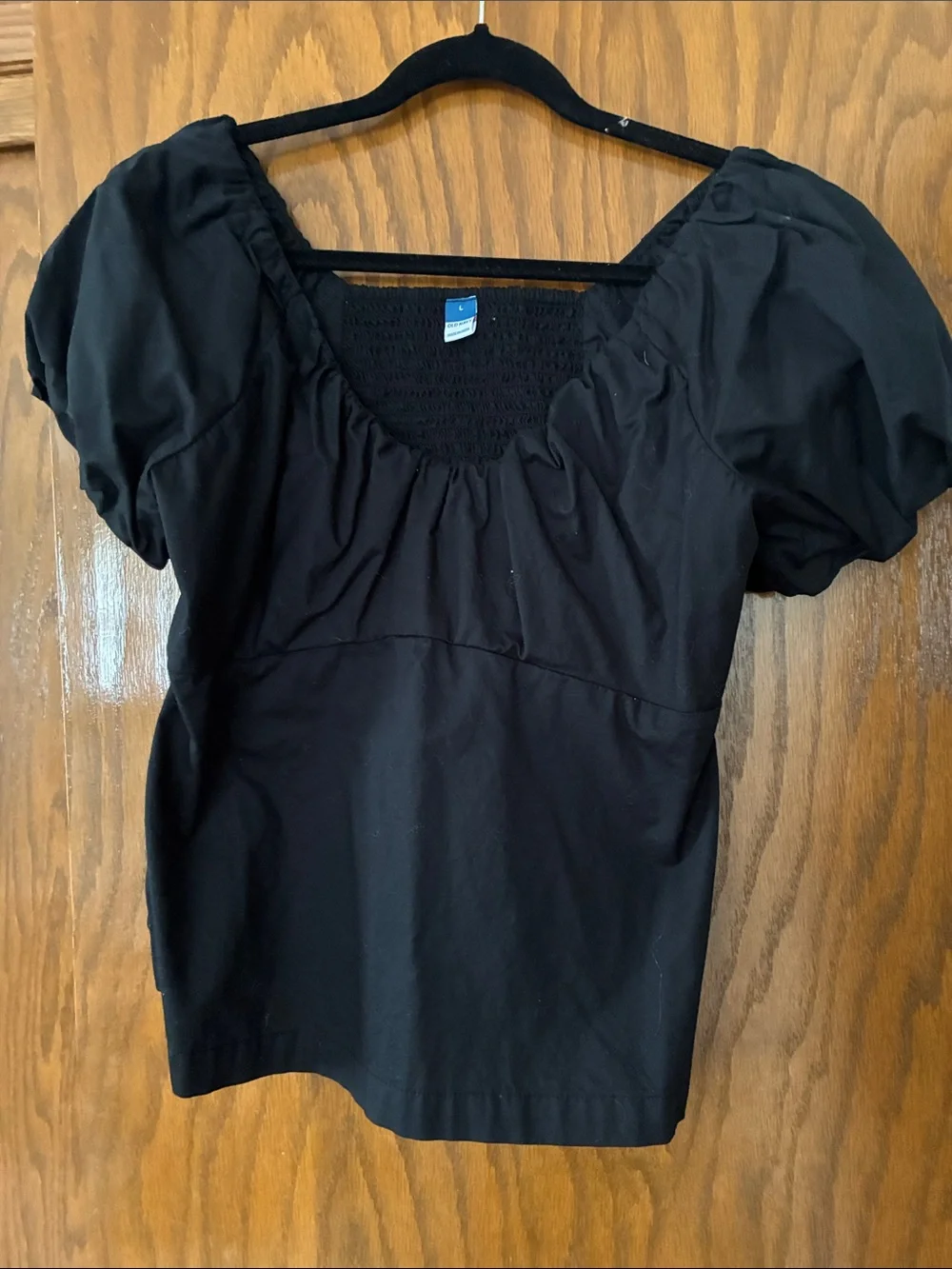 Old Navy Black Puff-Sleeve Square-Neck Blouse